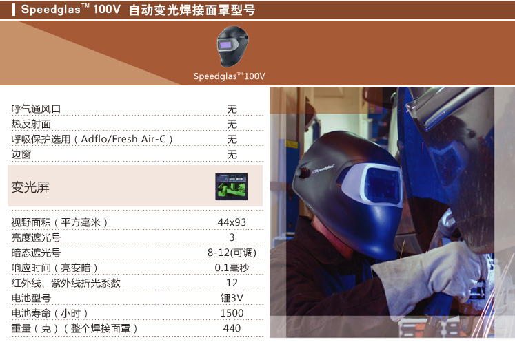 3M SpeedglasTM 100V自动变光焊接面罩