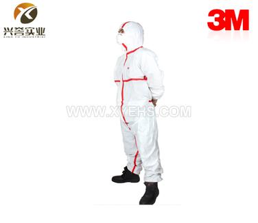 3M 4565 白色带帽红色胶条防护服  